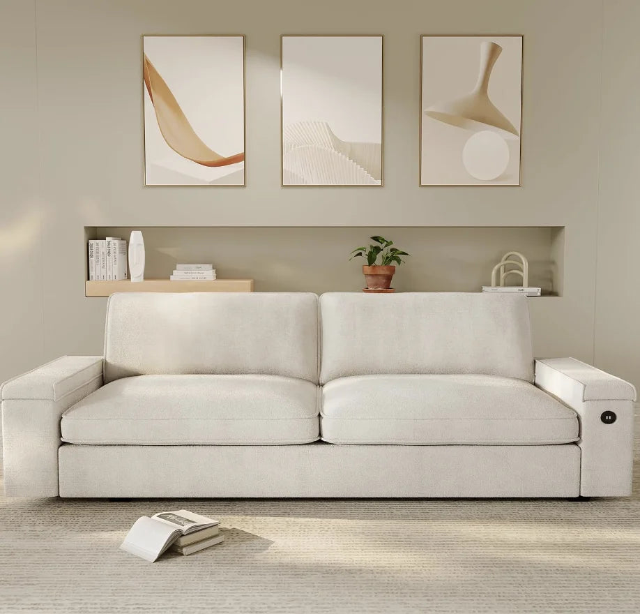 Modern Sofa with Hidden Storage and USB Charging