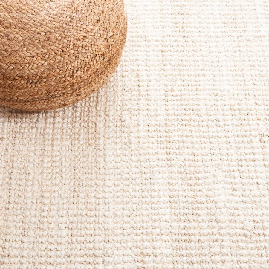 Ivory Round Scandinavian Area Rug, 4'