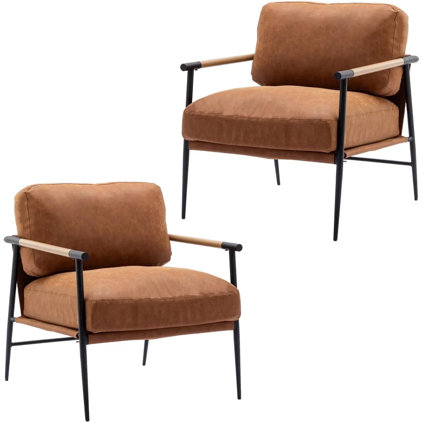 Modern Accent Arm Chair with Cushioned Comfort - Set of 2