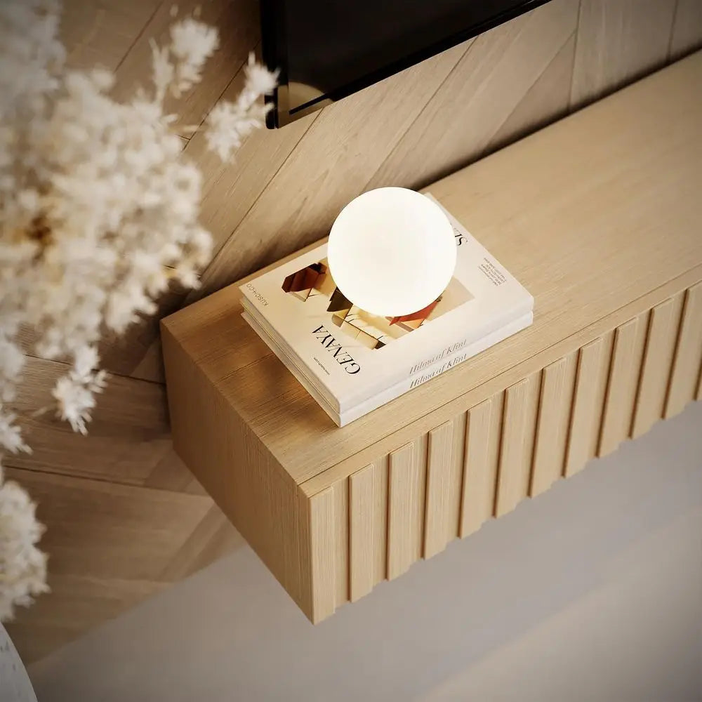 Natural Wood Floating TV Console