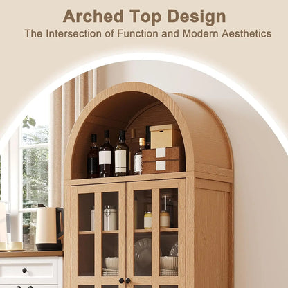 Arched Storage Cabinet with Glass Doors