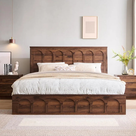 Modern King Storage Bed With Arched Headboard