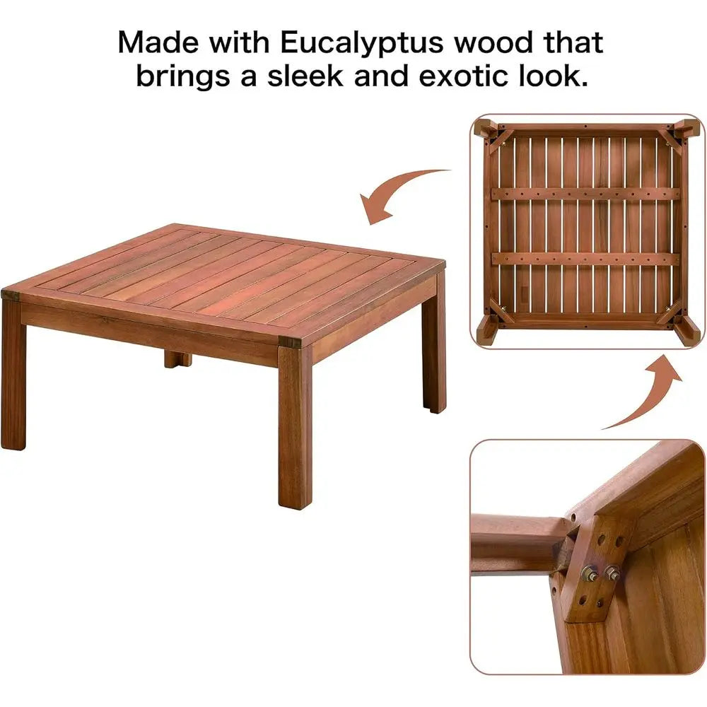 Outdoor Sofa Set with Acacia Wood and Cushioned Seating