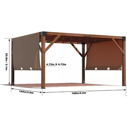 Cedar Pergola with Retractable Canopy and Outdoor Living Design