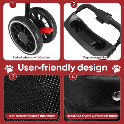 3 in 1 Pet Stroller with Foldable Travel Design