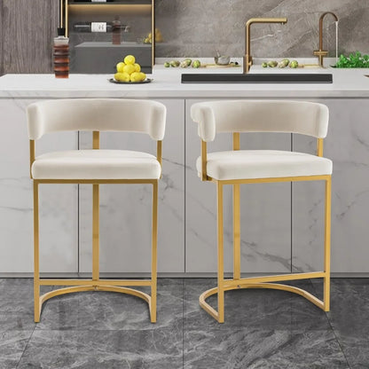 Velvet Barrel Back Bar Stools (Set of 2)