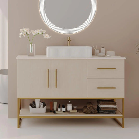 48-Inch White Oak Modern Bathroom Vanity