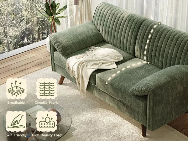 Chenille Loveseat Sofa with Compact Design and Deep Seating