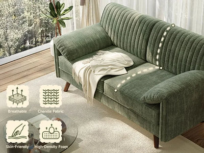 Chenille Loveseat Sofa with Compact Design and Deep Seating