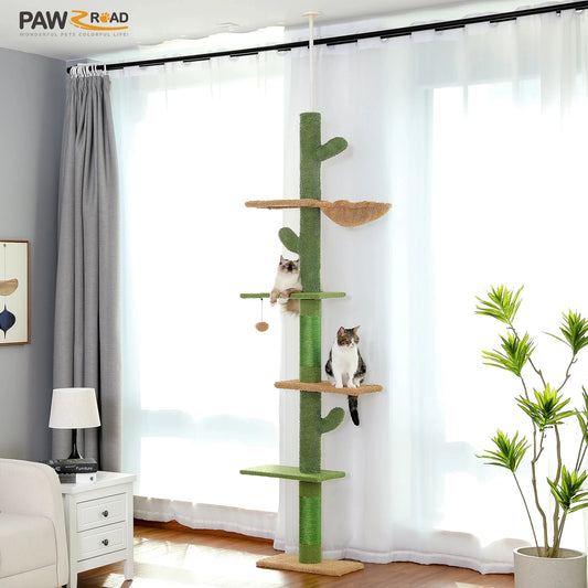 Floor-to-Ceiling Adjustable Cactus Cat Tower