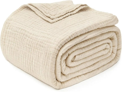 Four-Layer Cotton Muslin Throw Blanket