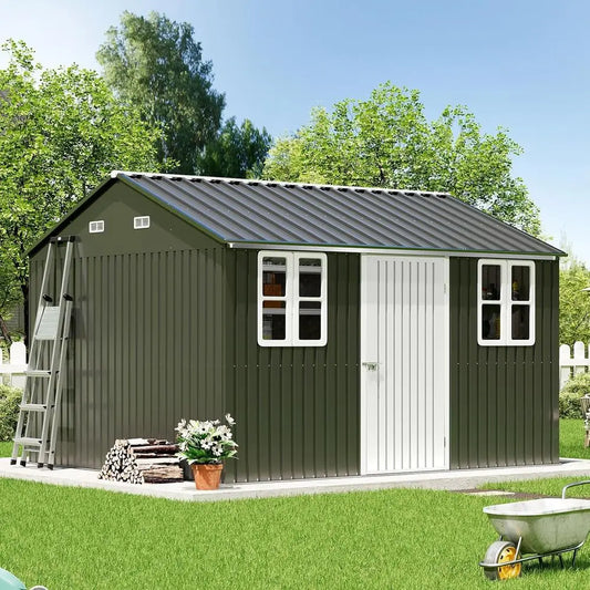 Spacious Metal Storage Shed with Windows