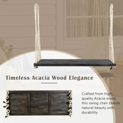 Acacia Wood Porch Swing Bed