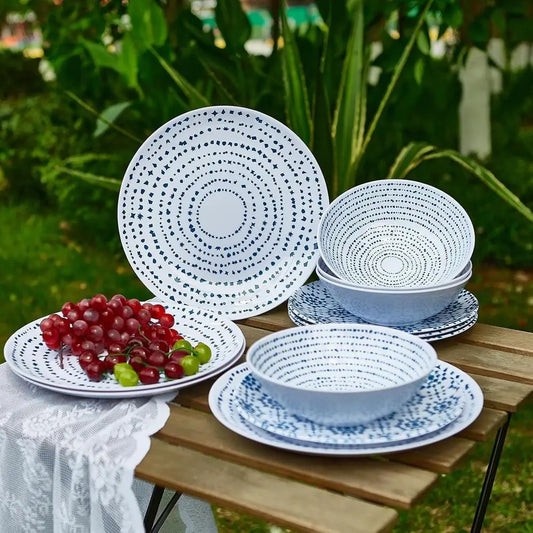 Geometric Melamine Dinnerware Set – Service for 4