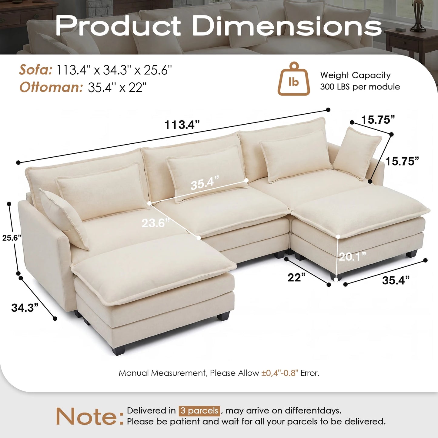 Modular Sectional Sofa with Cloud Comfort and Flexible Layout