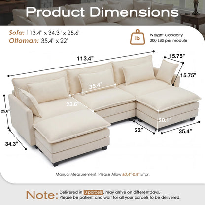 Modular Sectional Sofa with Cloud Comfort and Flexible Layout