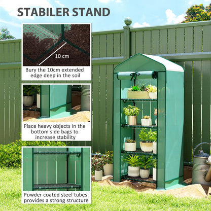 4-Tier Portable Greenhouse with Ventilated Mesh Roof