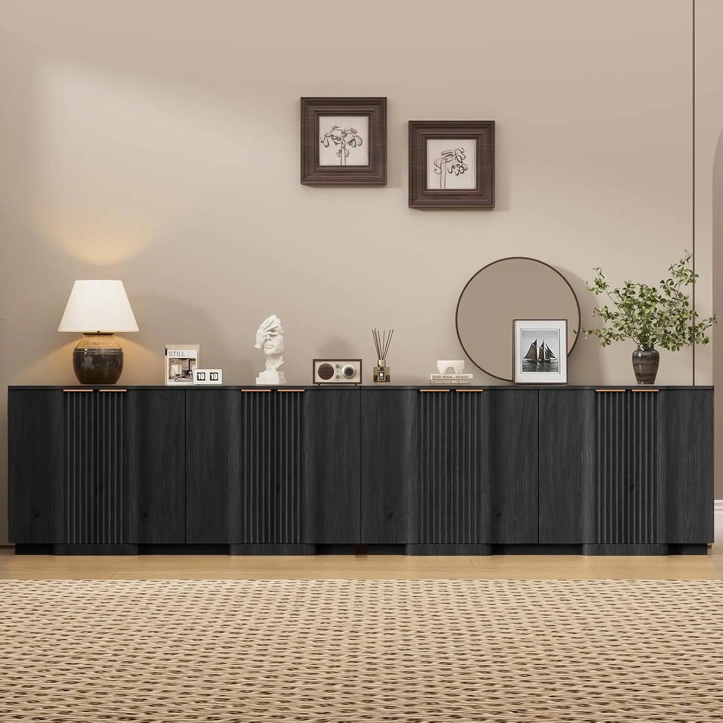 Modern Fluted Sideboard Storage Cabinet