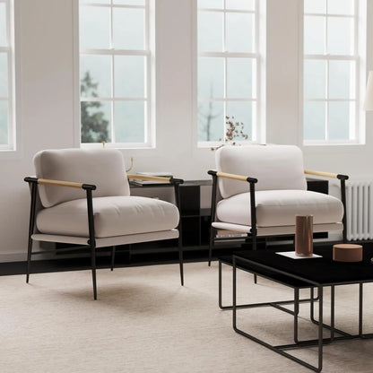 Modern Accent Arm Chair with Cushioned Comfort - Set of 2