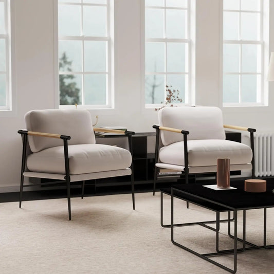 Modern Accent Arm Chair with Cushioned Comfort - Set of 2