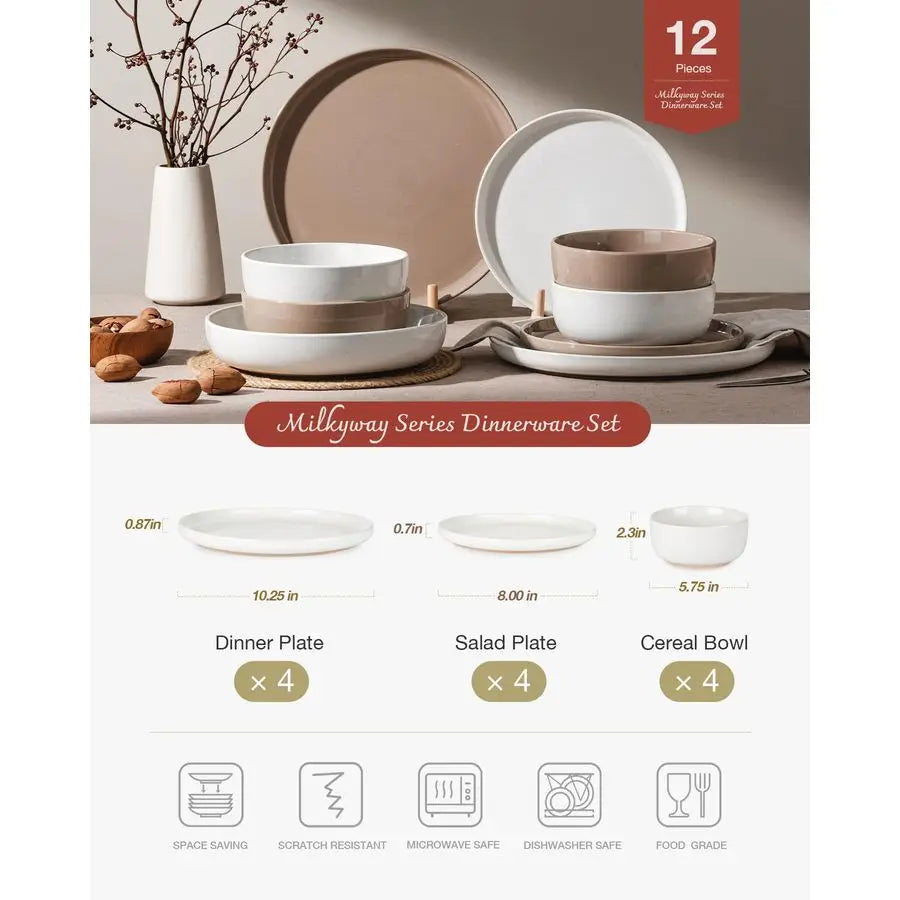 Speckled Stoneware Dinnerware Set With Modern Design