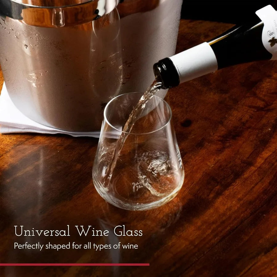 Set of 6 Stemless Crystal Wine Glasses