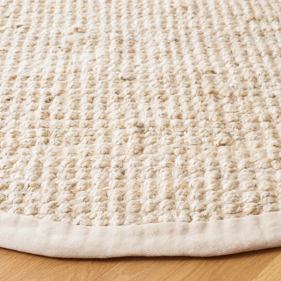 Ivory Round Scandinavian Area Rug, 4'
