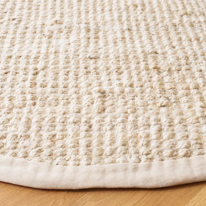 Ivory Round Scandinavian Area Rug, 4'