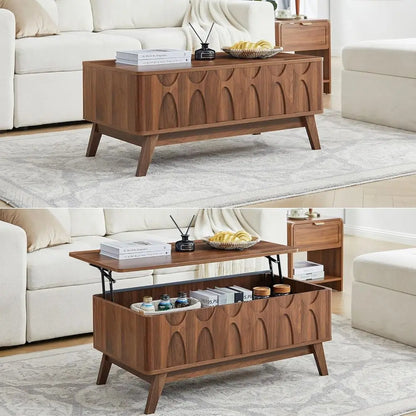 Mid-Century Lift-Top Coffee Table with Storage