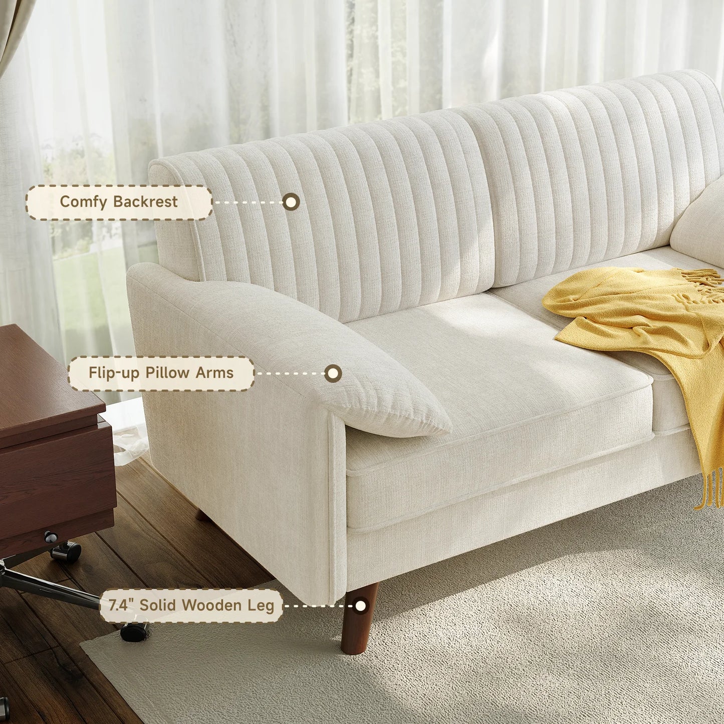 Chenille Loveseat Sofa with Compact Design and Deep Seating