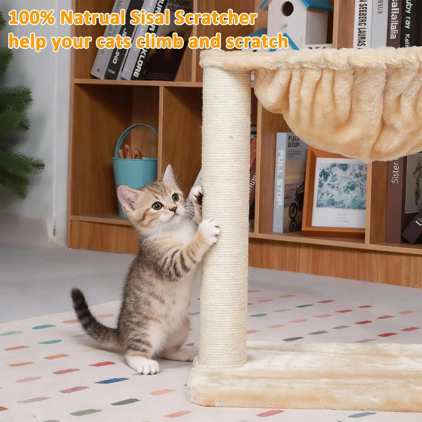 Cat Tree Tower with Hammock and Scratching Post