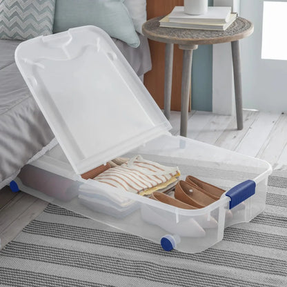 Under-bed Storage Bin with Wheels and Clear Design - 2 pack