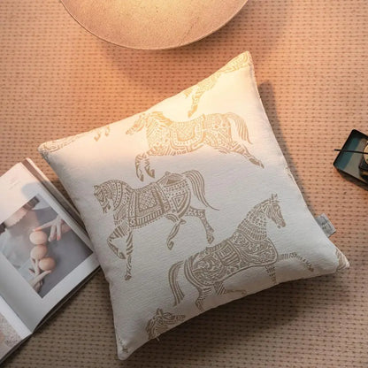 Modern Chenille Horse Pattern Decorative Pillow Cover