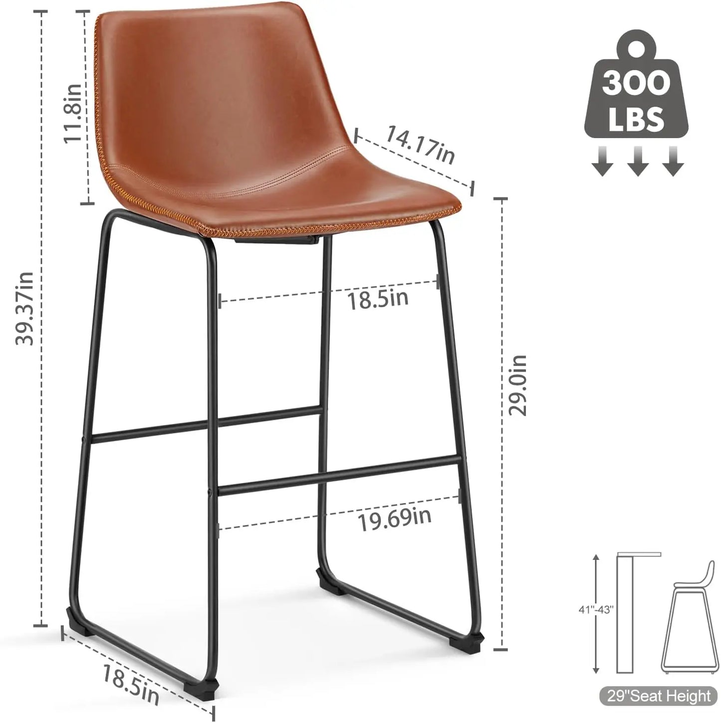 Refined Faux Leather Bar Stools, Set of Two