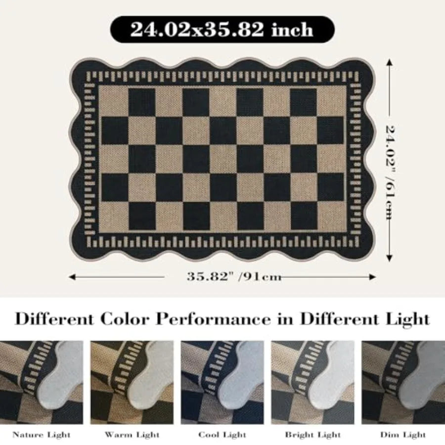 Checkered Washable Entryway Rug, 2' x 3'