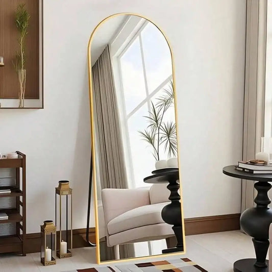 Arched Gold Full-Length Floor Mirror