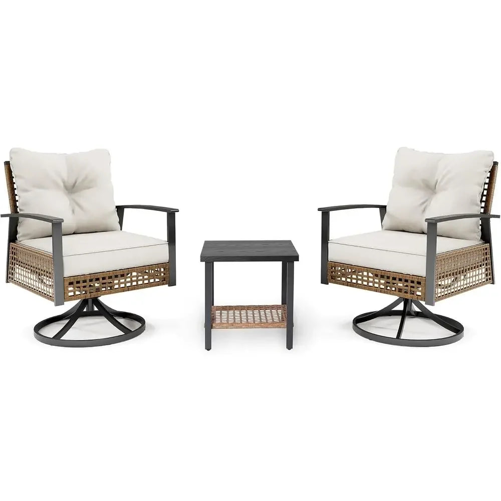 Swivel Rocking Patio Chair Set and Side Table