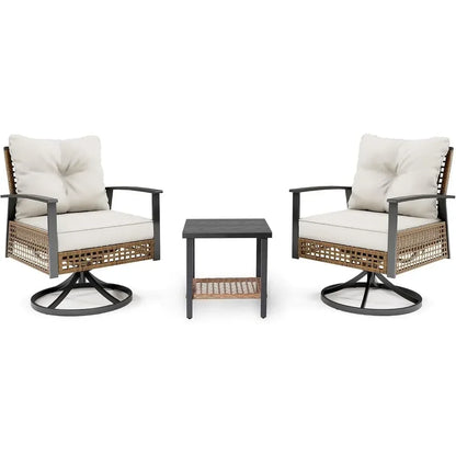 Swivel Rocking Patio Chair Set and Side Table