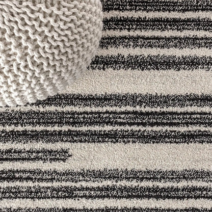 Modern Ivory And Black Area Rug With Durable Design