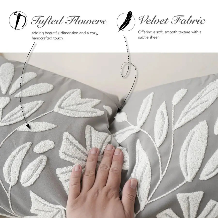 Embroidered Velvet Lumbar Pillow Cover With Soft Texture