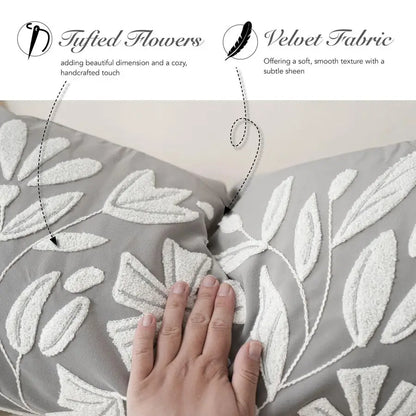Embroidered Velvet Lumbar Pillow Cover With Soft Texture