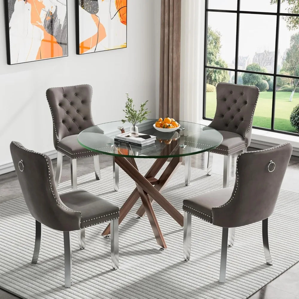 Round Tempered Glass Dining Table
