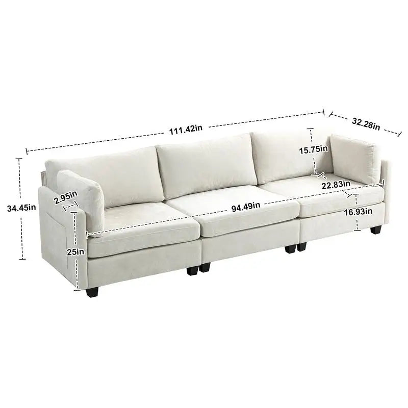 XXXL Chenille Sofa with Deep Seating and Side Storage