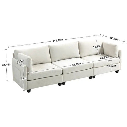 XXXL Chenille Sofa with Deep Seating and Side Storage