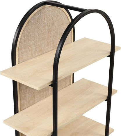 Amara Arched Rattan Etagere Bookshelf