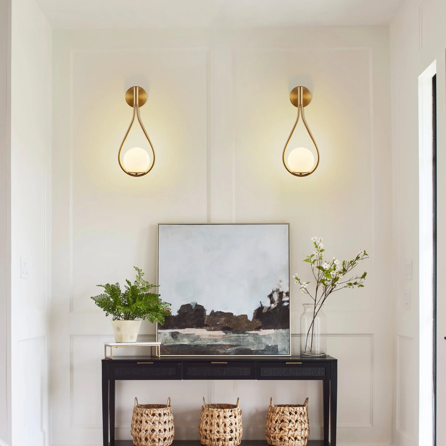 Set of 2 Mid-Century Modern Golden Wall Sconces