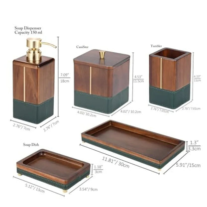 5-Piece Acacia Wood Bathroom Accessory Set