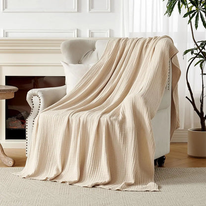 Four-Layer Cotton Muslin Throw Blanket