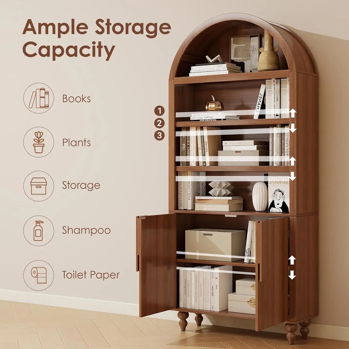 Arched Mid Century Storage Cabinet with Statement Doors