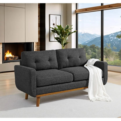 Mid-Century Tufted Upholstered Loveseat